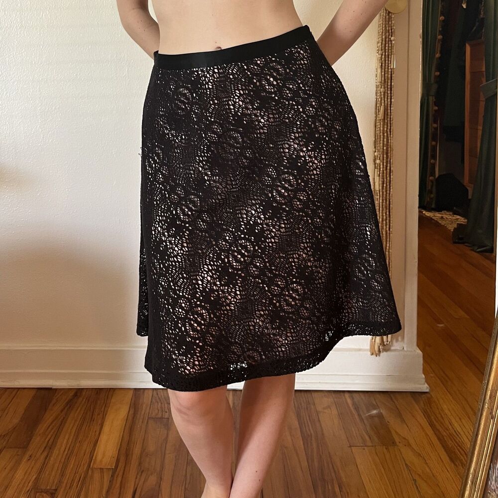 Vintage 90s INC Black Lace and Pink Circle Skirt Size 6P Carrie Bradshaw